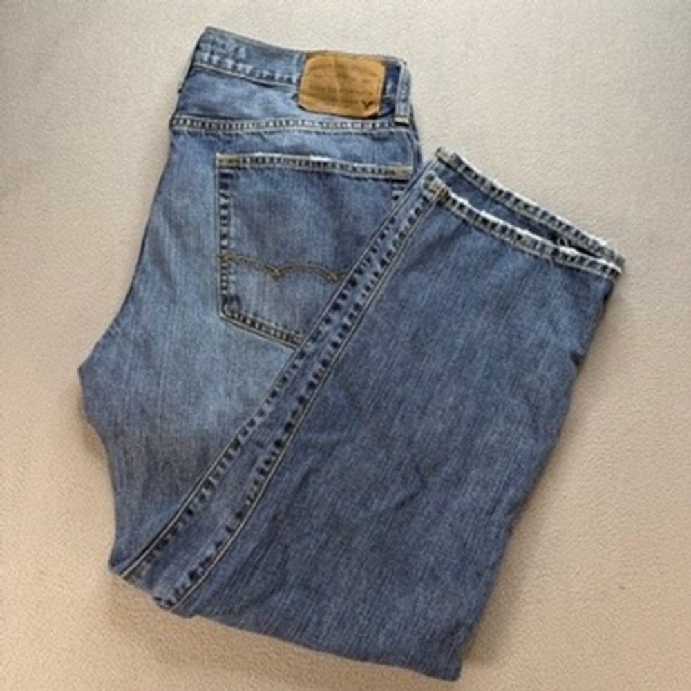 American Eagle Jeans Mens Original Straight Fit 34x30 (FIT 35x28) Blue Denim AEO